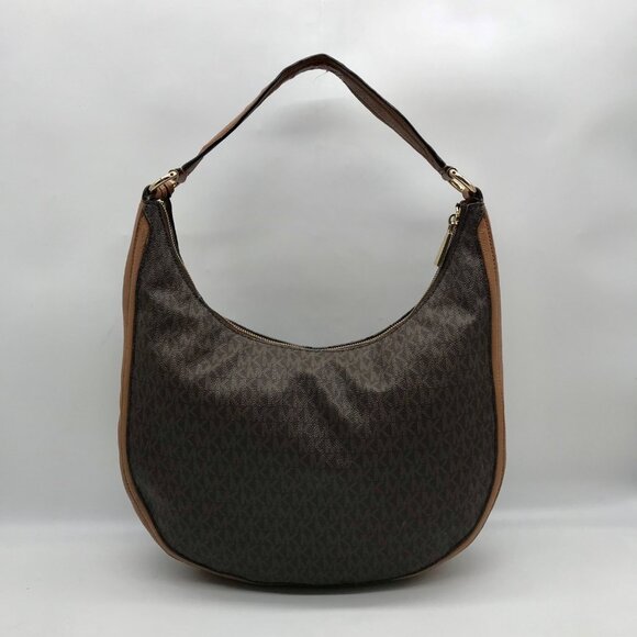 Michael Kors Brown Monogram Canvas Lydia Hobo Shoulder Bag - Picture 2 of 10